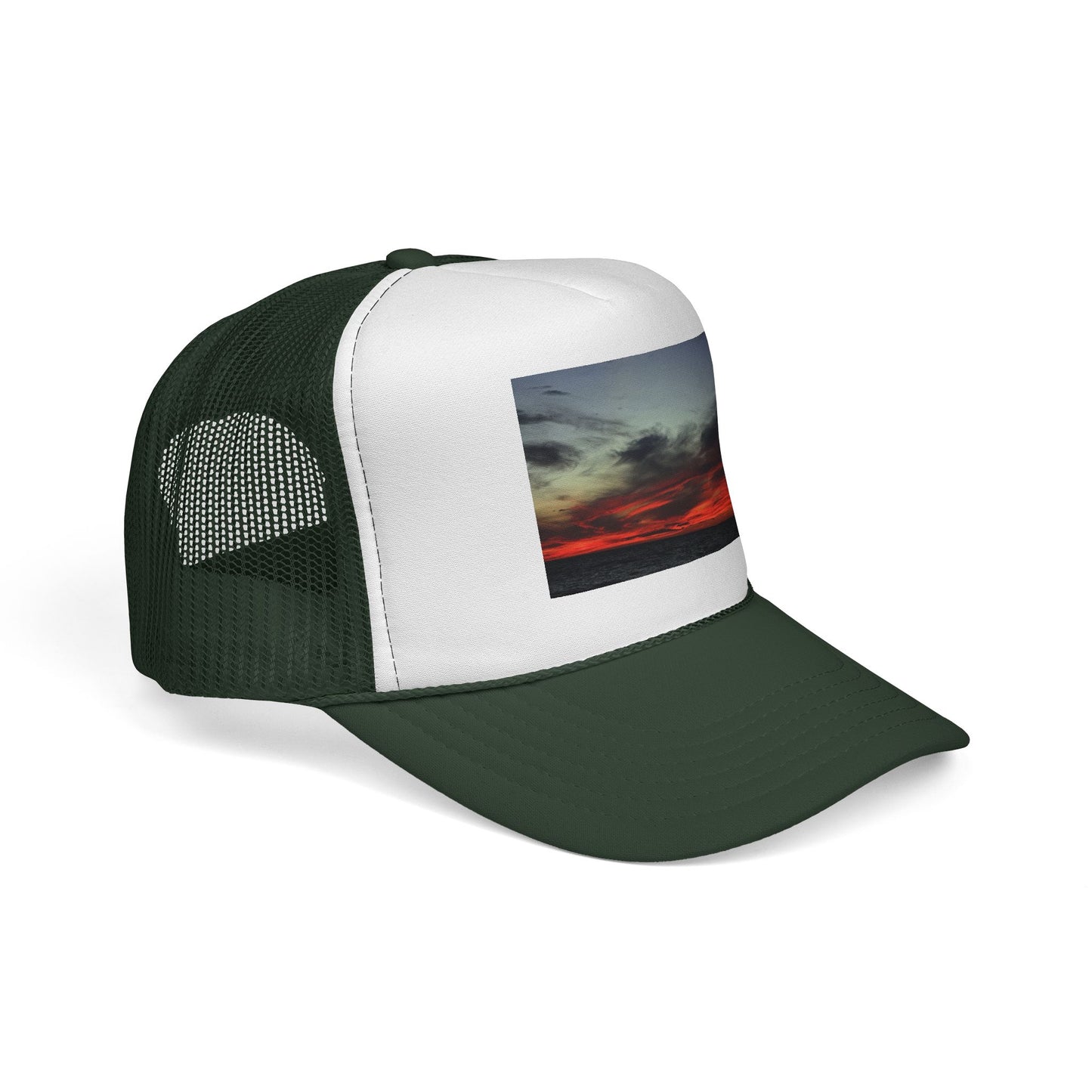 Burning Skies Trucker Cap - Scenic Evening Photo Mesh Hat