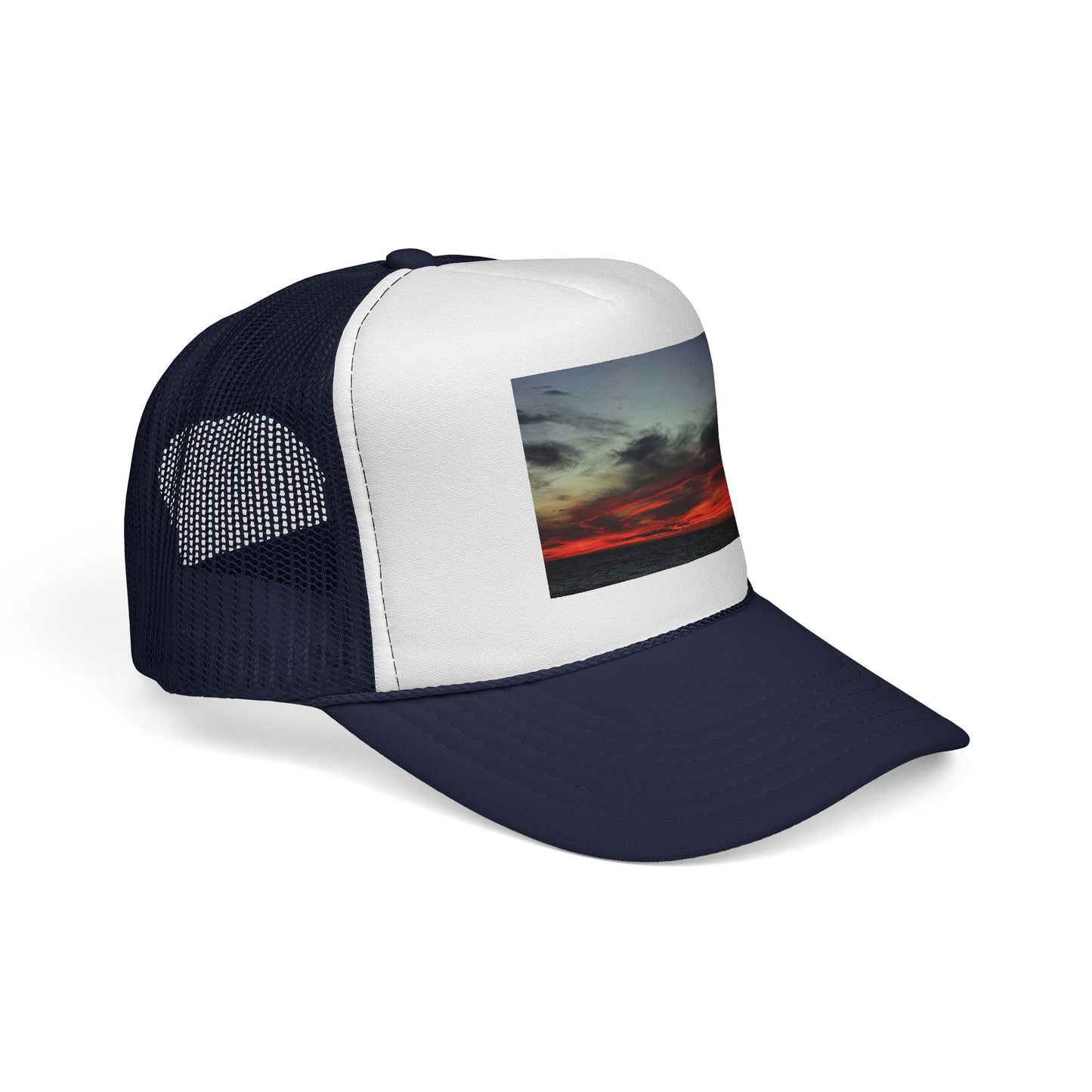Burning Skies Trucker Cap - Scenic Evening Photo Mesh Hat