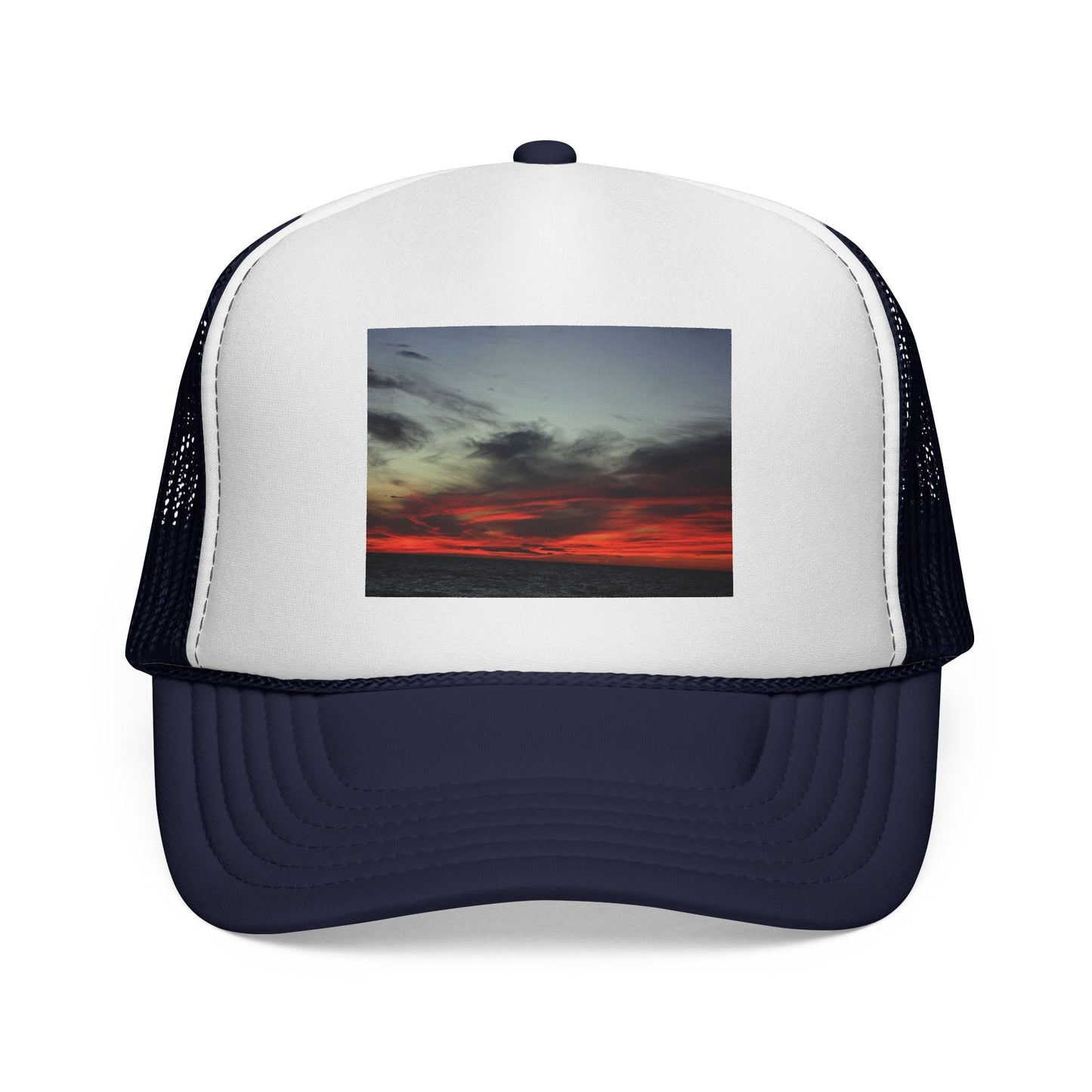 Burning Skies Trucker Cap - Scenic Evening Photo Mesh Hat
