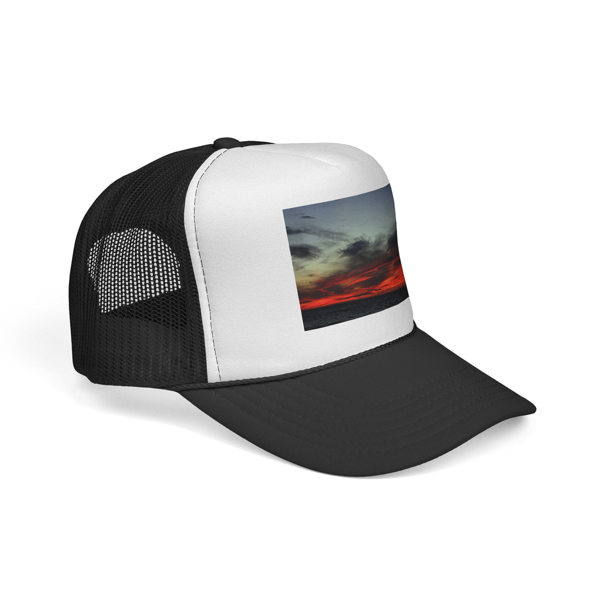 Burning Skies Trucker Cap - Scenic Evening Photo Mesh Hat